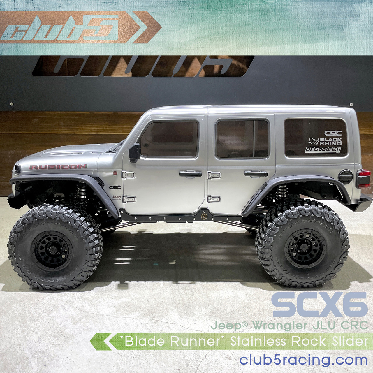 "Blade Runner" Anodized Aluminum Rock Slider for SCX6 Jeep JLU Wrangler