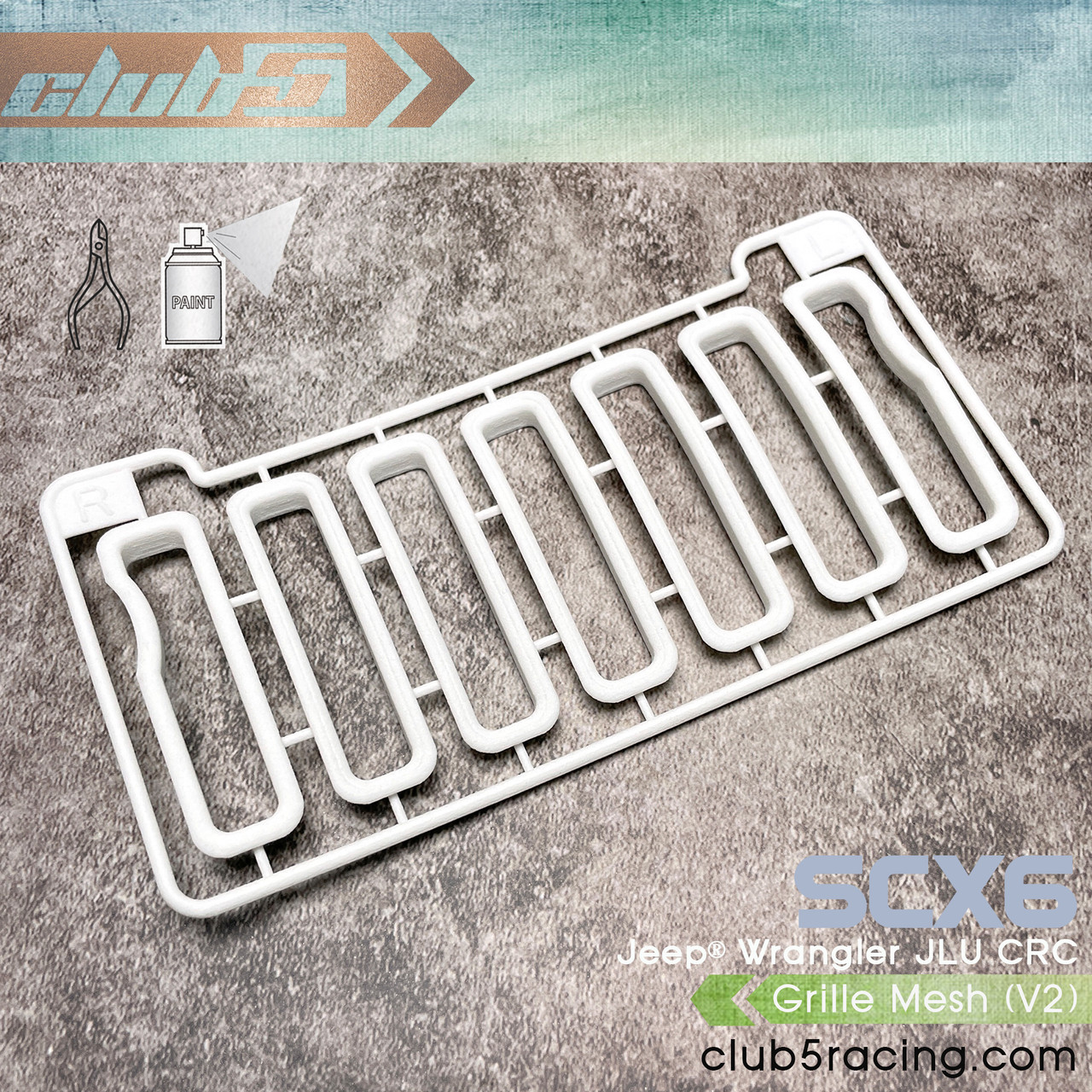 Scale Grille Inserts ( V2 ) for Axial SCX6 Jeep JLU Wrangler
