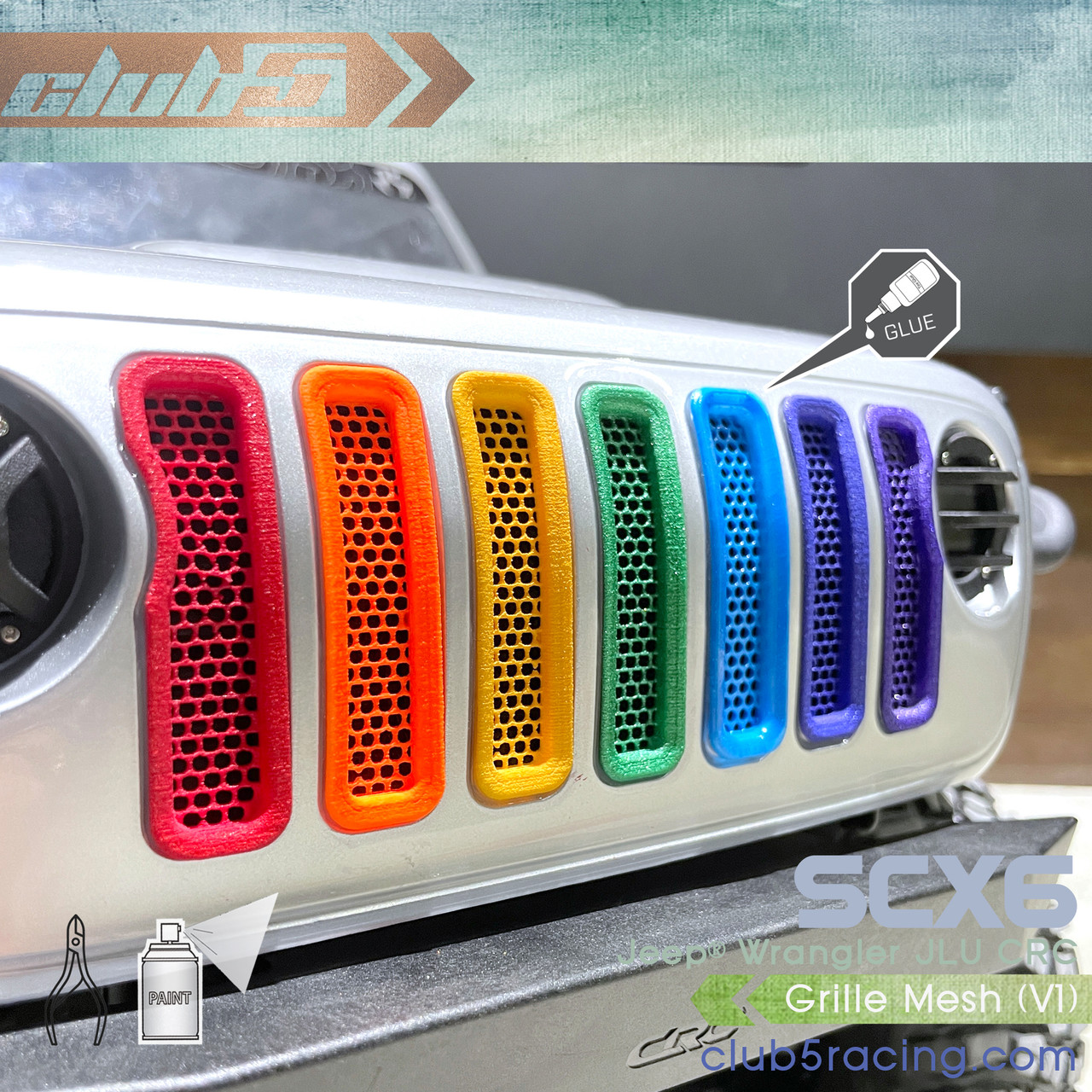 Scale Grille Mesh Inserts ( V1 ) for Axial SCX6 Jeep JLU Wrangler