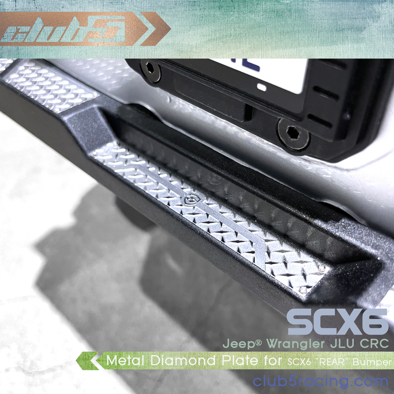 Metal Diamond Plate For SCX6 Jeep JLU Wrangler Stock " REAR " Bumper