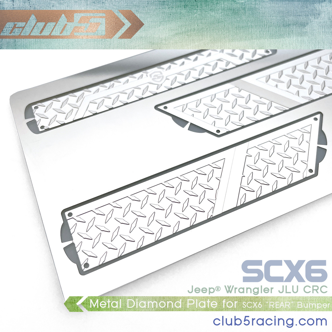 Metal Diamond Plate For SCX6 Jeep JLU Wrangler Stock " REAR " Bumper
