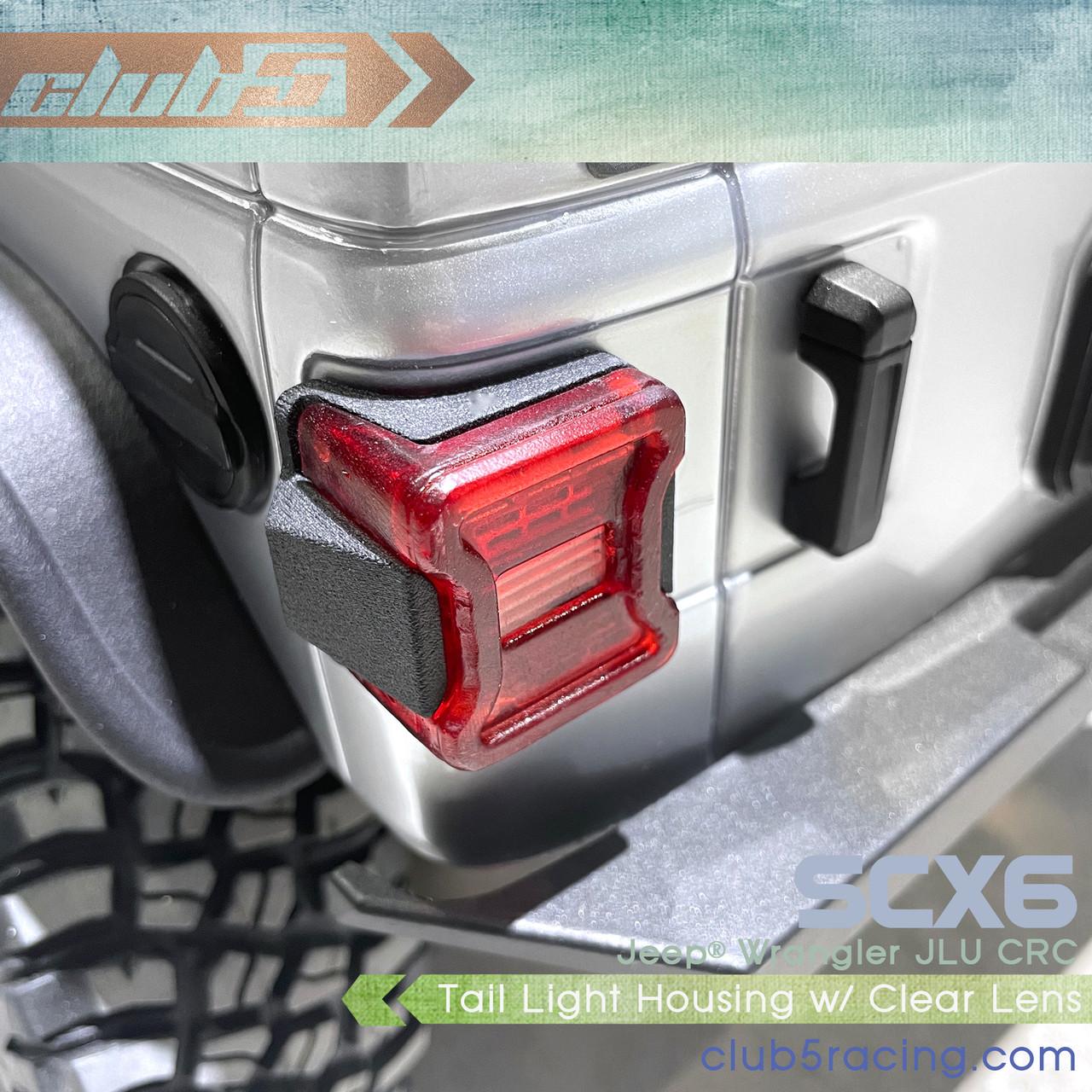 Scale Tail Light Housing w/ Lens for SCX6 Jeep Wrangler