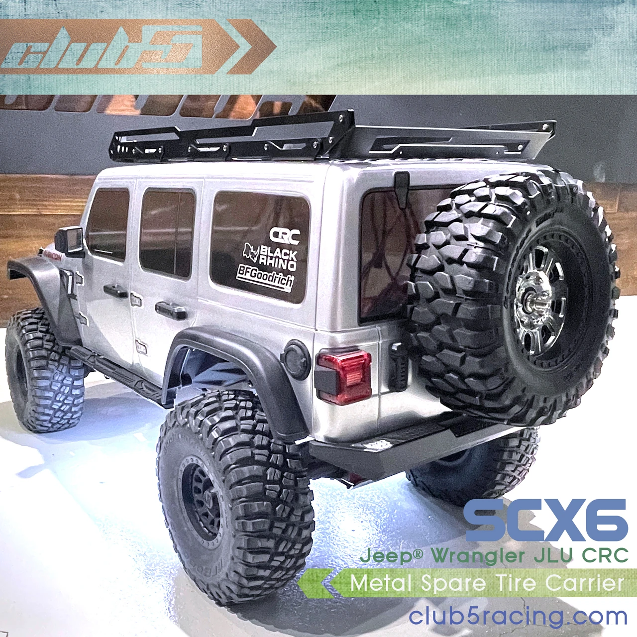 Stainless Spare Tire Carrier for SCX6 Jeep JLU Wrangler
