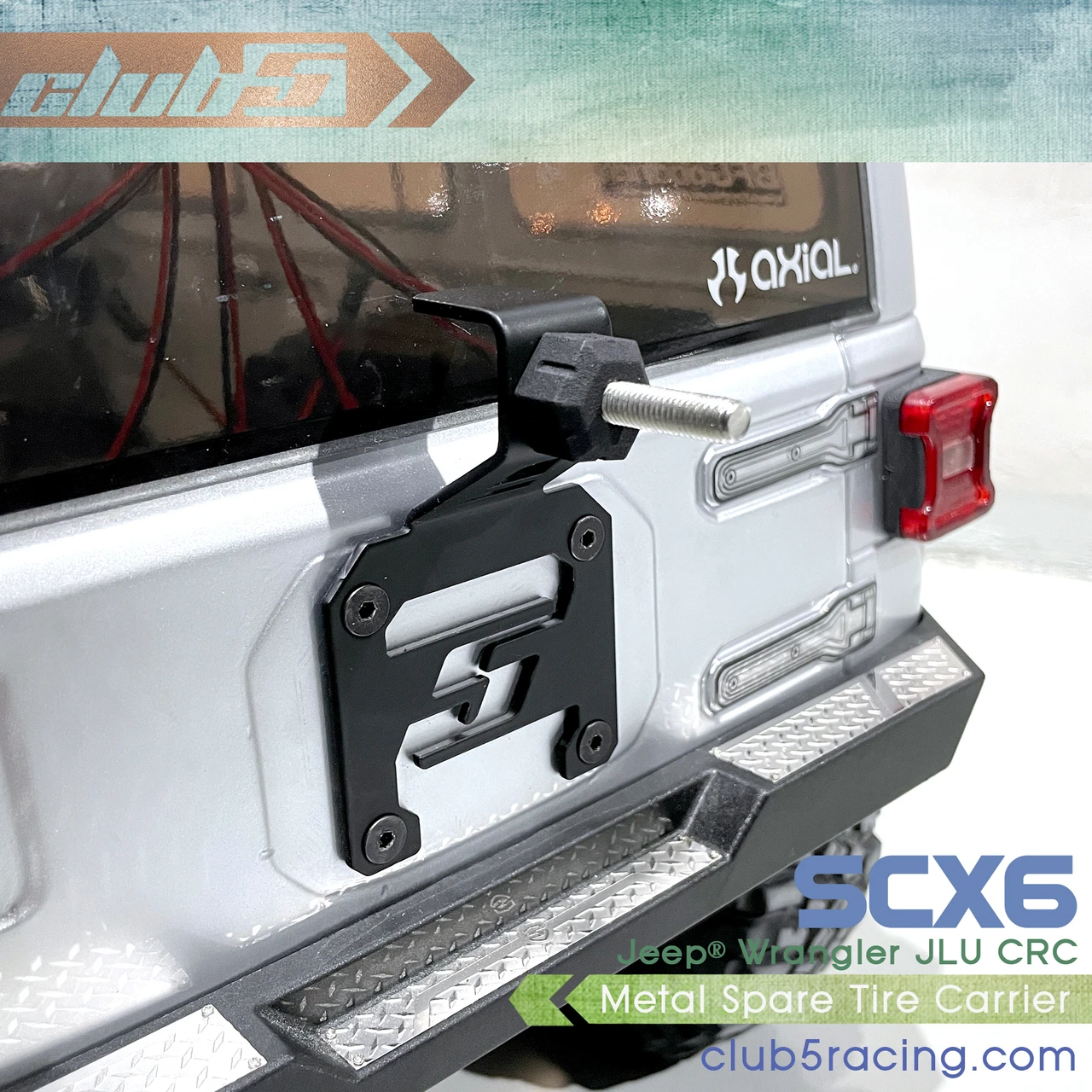 Stainless Spare Tire Carrier for SCX6 Jeep JLU Wrangler