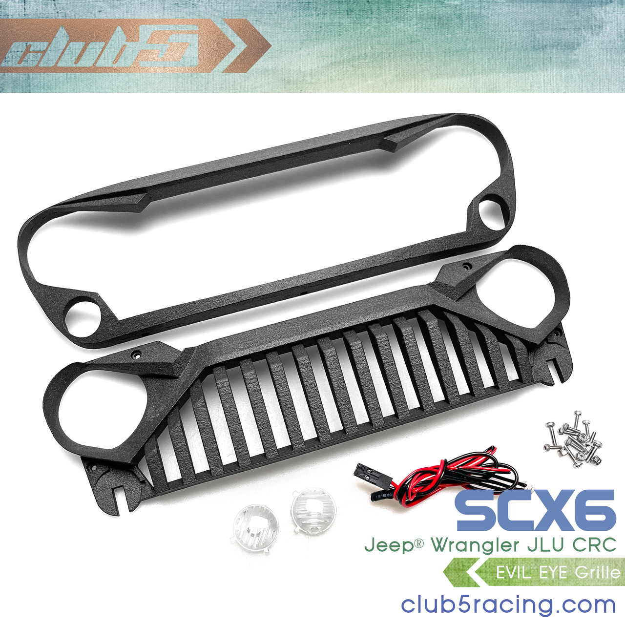Front "Evil Eye" Grille Overlay  for SCX6 Jeep JLU Wrangler