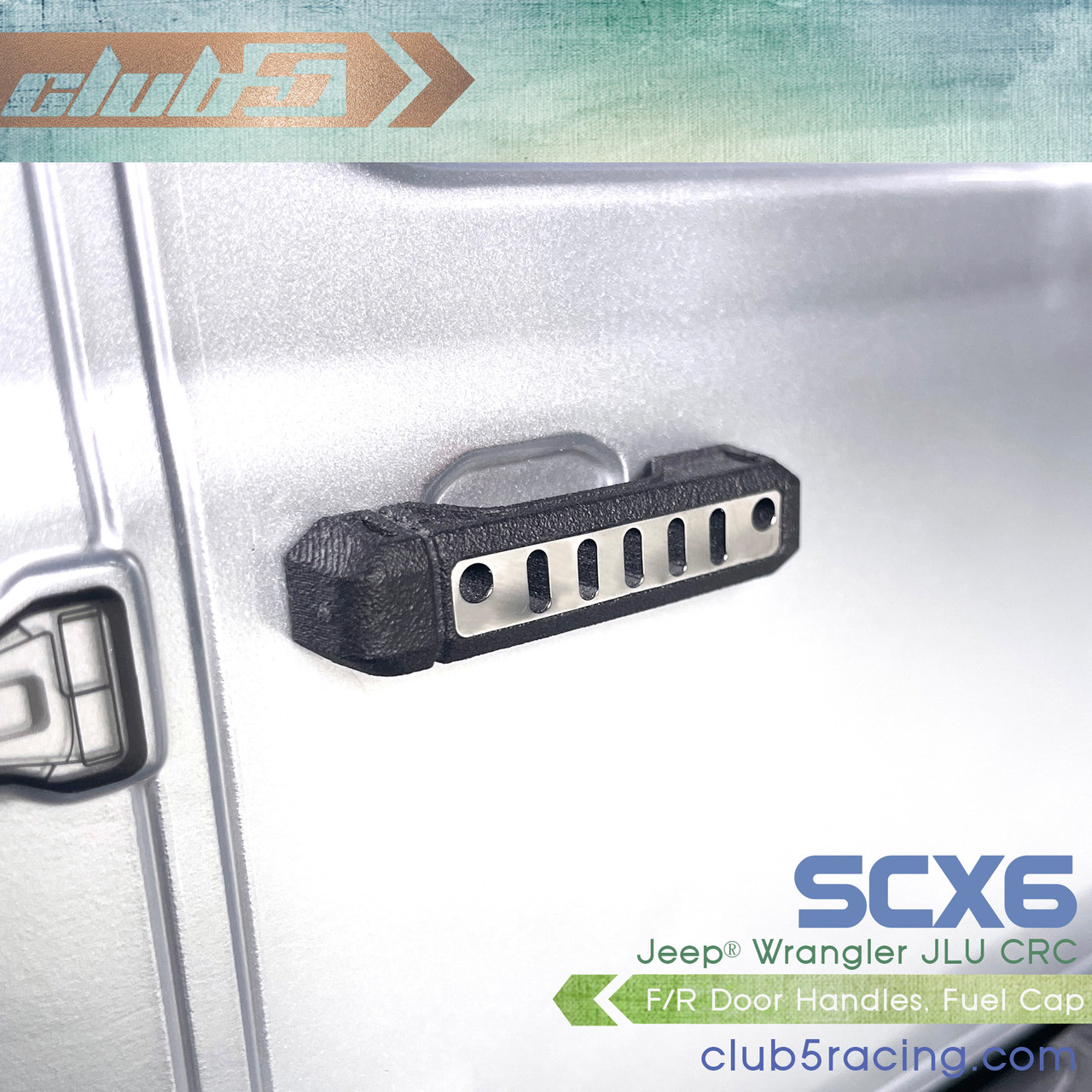 Custom Fuel Cap / Door Handles for Axial SCX6 Jeep JLU Wrangler