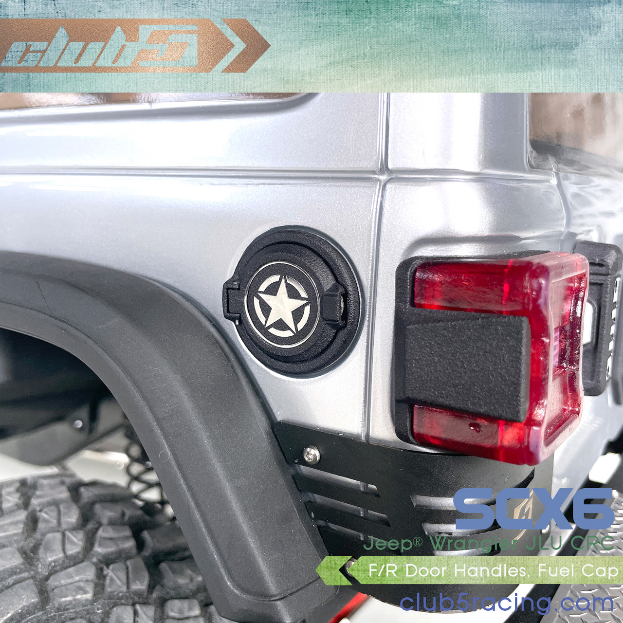 Custom Fuel Cap / Door Handles for Axial SCX6 Jeep JLU Wrangler