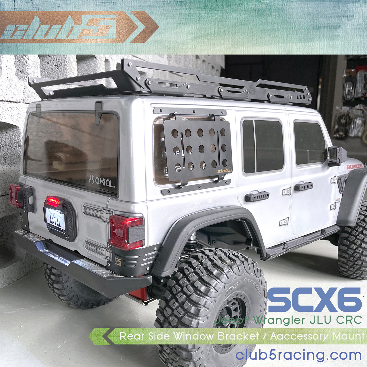Rear Side Window Bracket / Accessory Mount for SCX6 Jeep JLU Wrangler