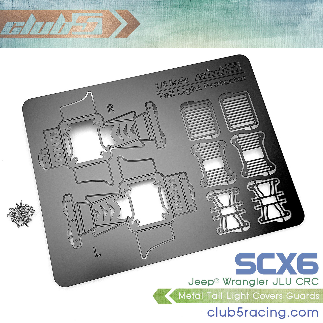 Stainless Steel Tail Light Guard for SCX6 Jeep JLU Wrangler
