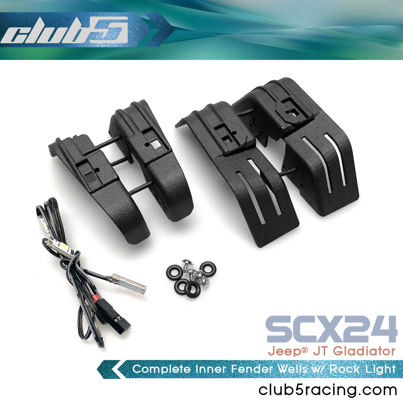 Complete Inner Fender Wells w/ Rock Light  for Axial SCX24 JT Gladiator