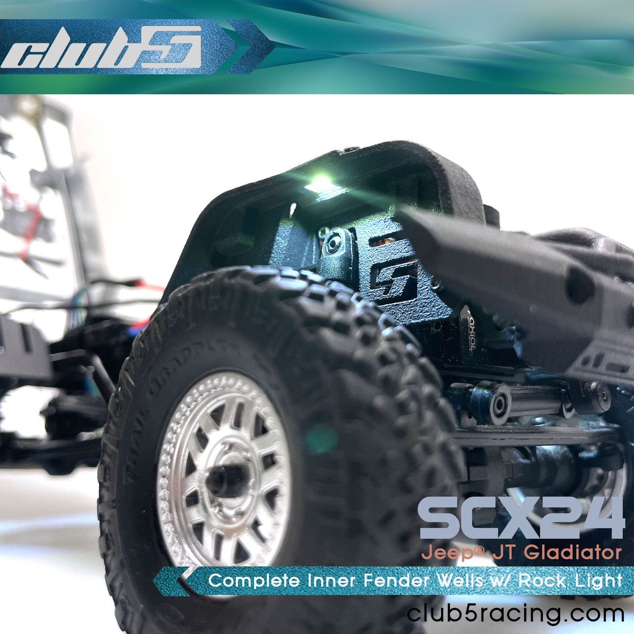 Complete Inner Fender Wells w/ Rock Light  for Axial SCX24 JT Gladiator