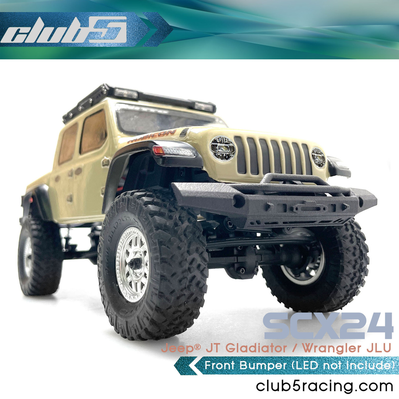 Front Rubicon Bumper for SCX24 Jeep Wrangler Gladiator JT / Wrangler JLU ( V2 )