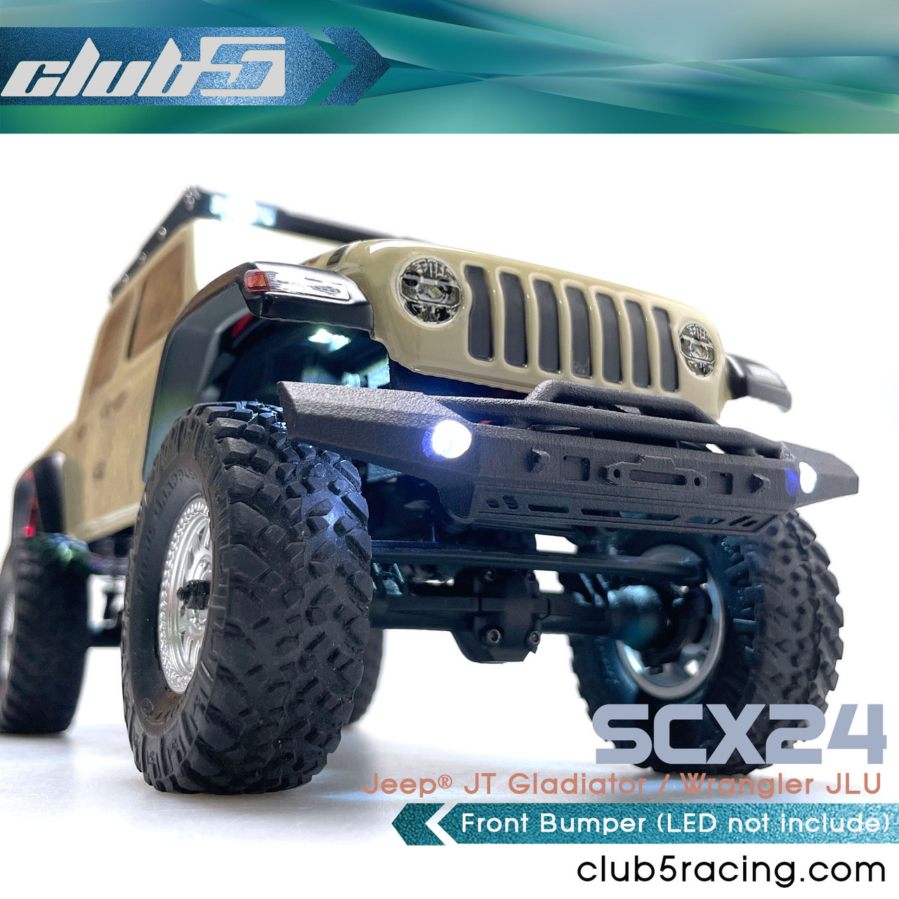 Front Rubicon Bumper for SCX24 Jeep Wrangler Gladiator JT / Wrangler JLU ( V2 )