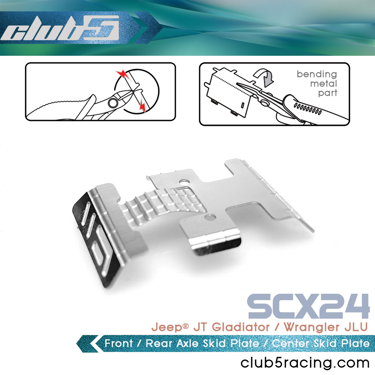Stainless Steel Front / Rear Axle / Center Skid Plate for Axial SCX24