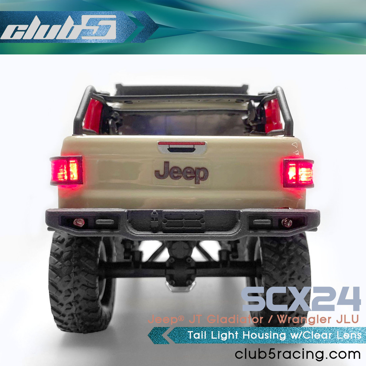 Tail Light Housing w/Clear Lens for Axial SCX24 Jeep Gladiator