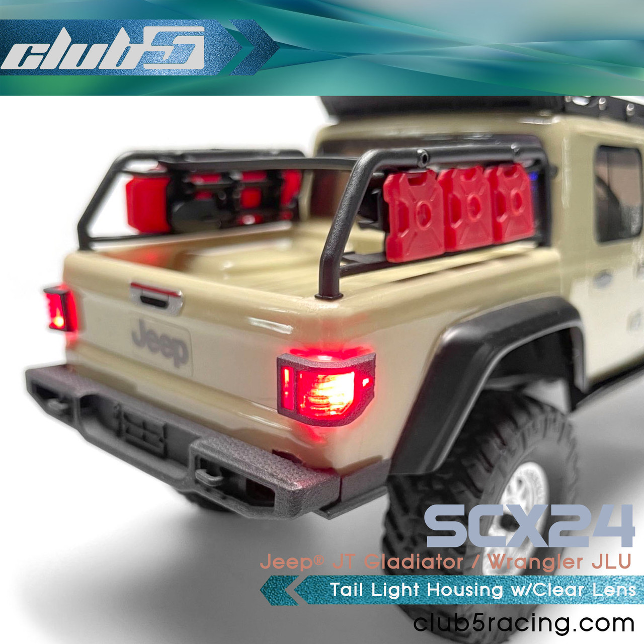 Tail Light Housing w/Clear Lens for Axial SCX24 Jeep Gladiator