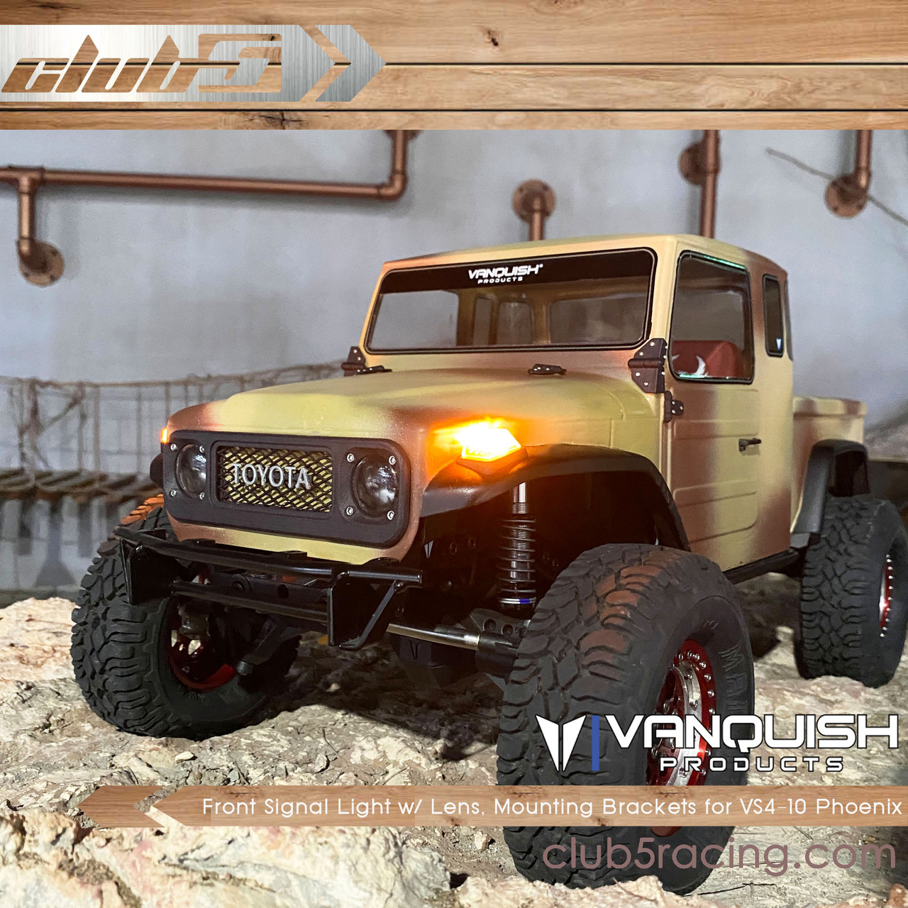 Front Signal Light w/ Lens, Mounting Brackets for VS4-10 Phoenix