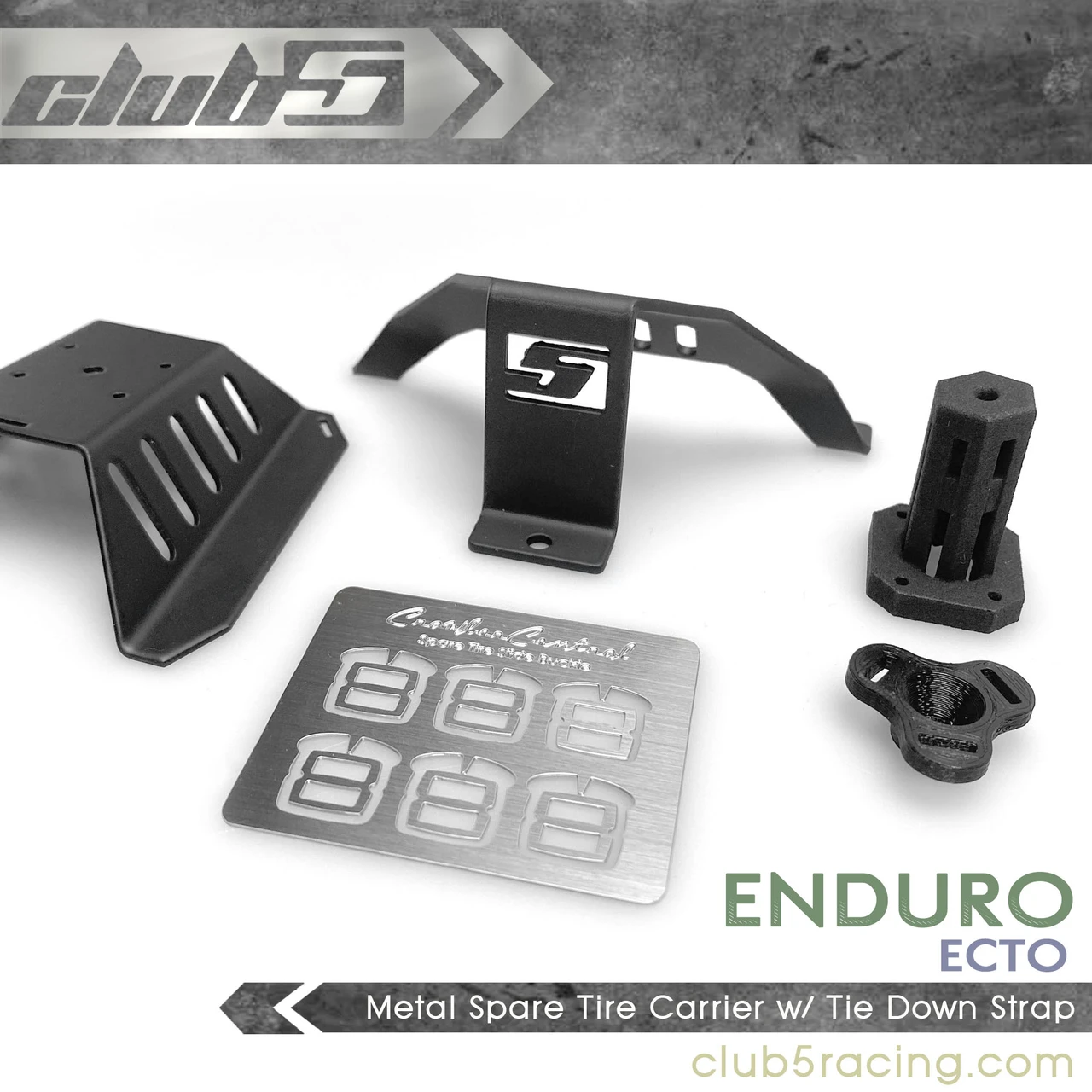 Metal Spare Tire Carrier w/ Tie Down Strap for Enduro ECTO/ZUUL