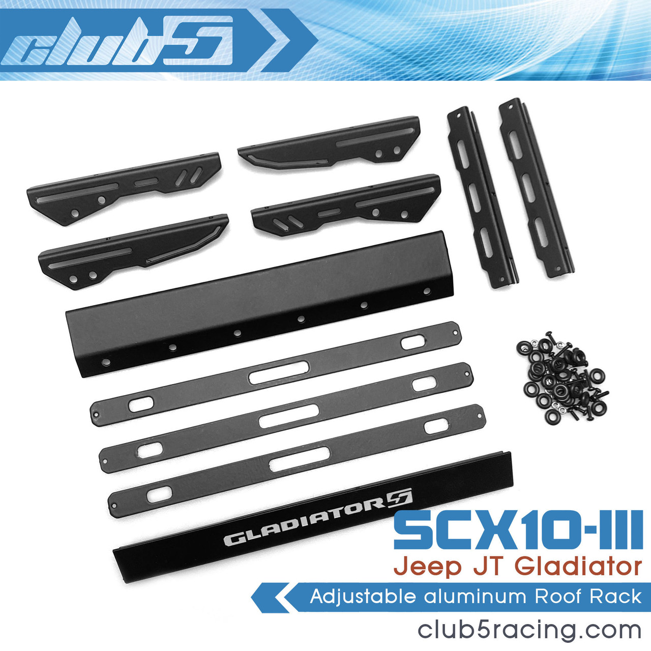 Adjustable aluminum Roof Rack for SCX10III Jeep JT Gladiator