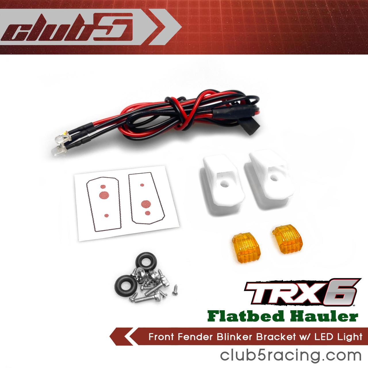 Front Fender Blinker Bracket w/ LED Light for Traxxas TRX-6 HAULER