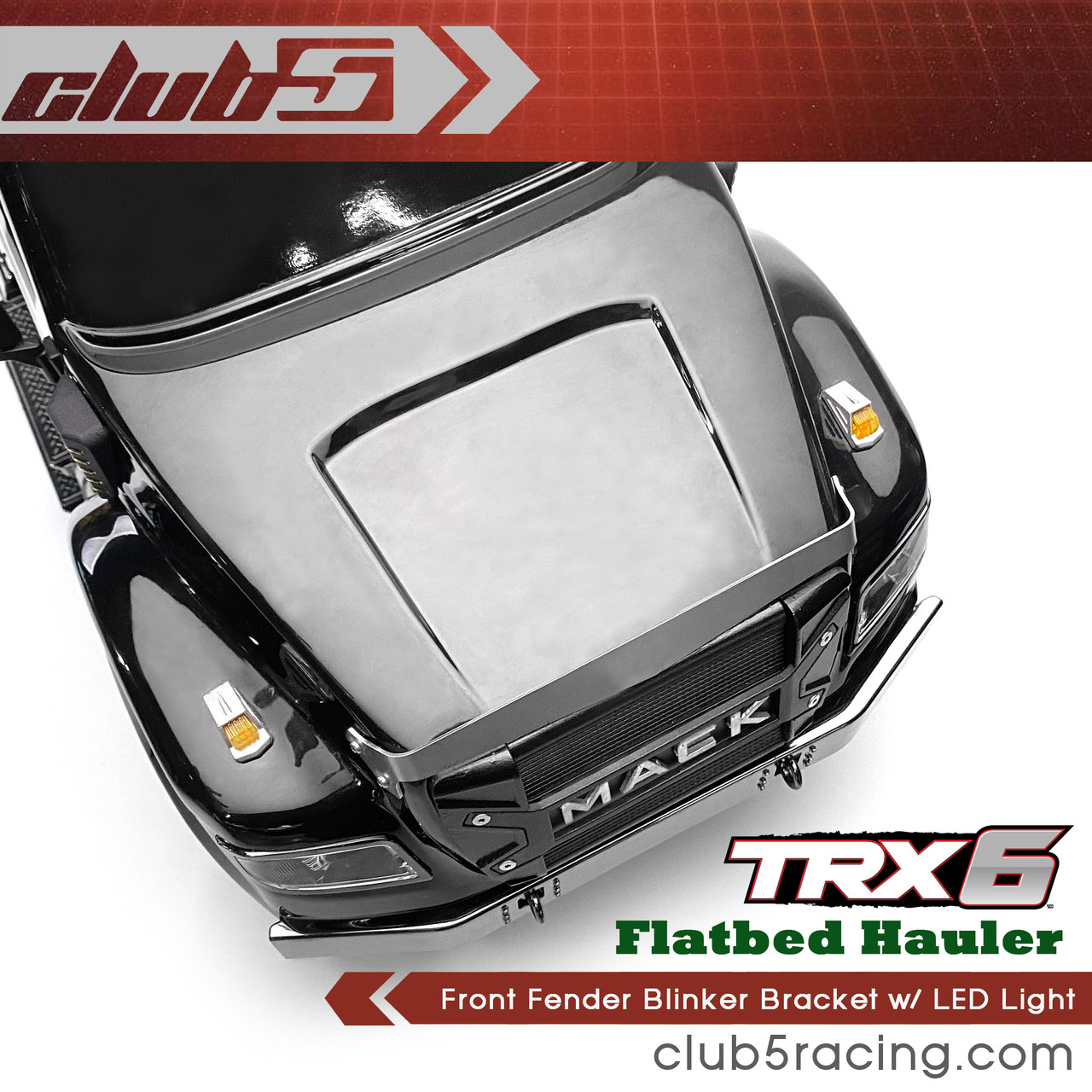 Front Fender Blinker Bracket w/ LED Light for Traxxas TRX-6 HAULER