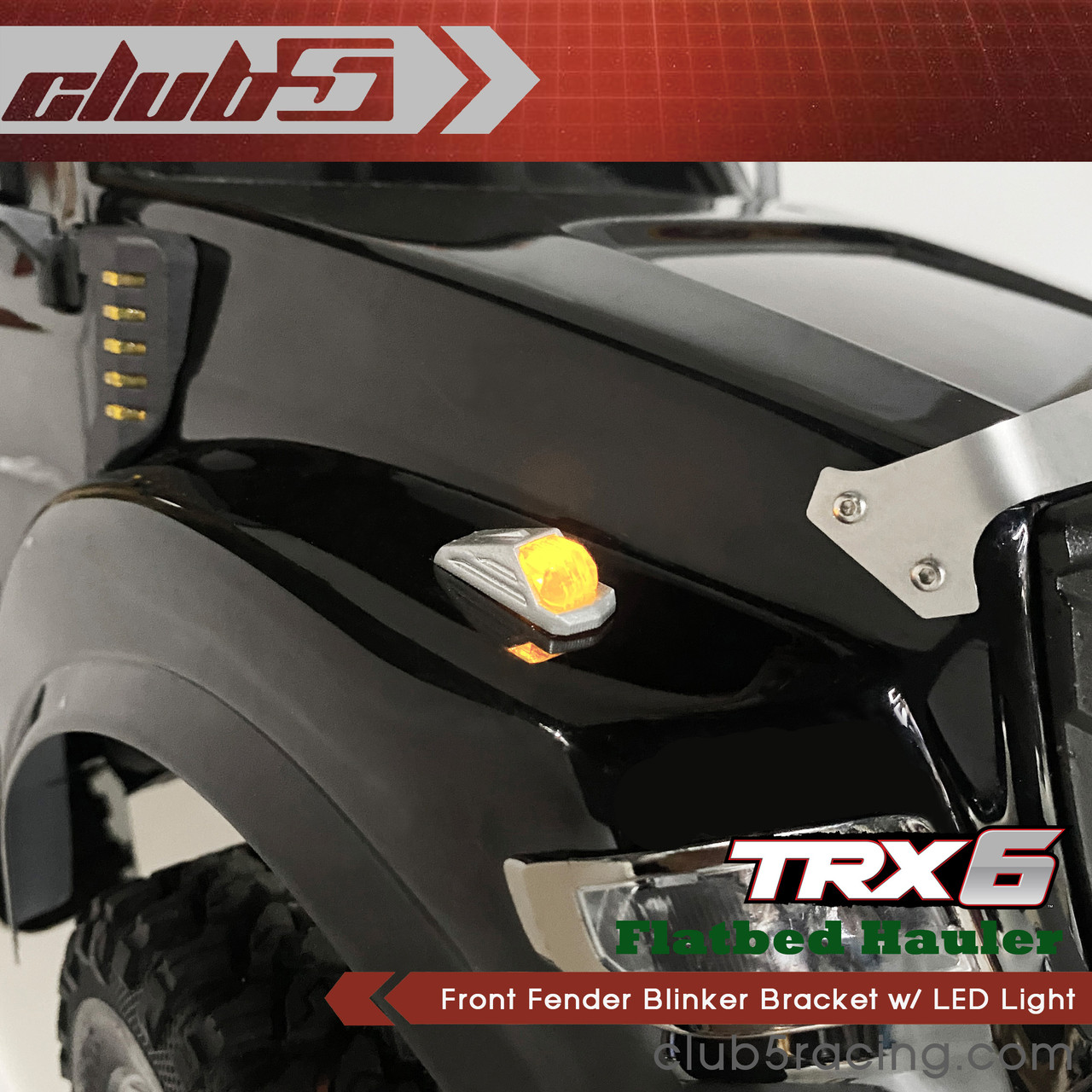 Front Fender Blinker Bracket w/ LED Light for Traxxas TRX-6 HAULER