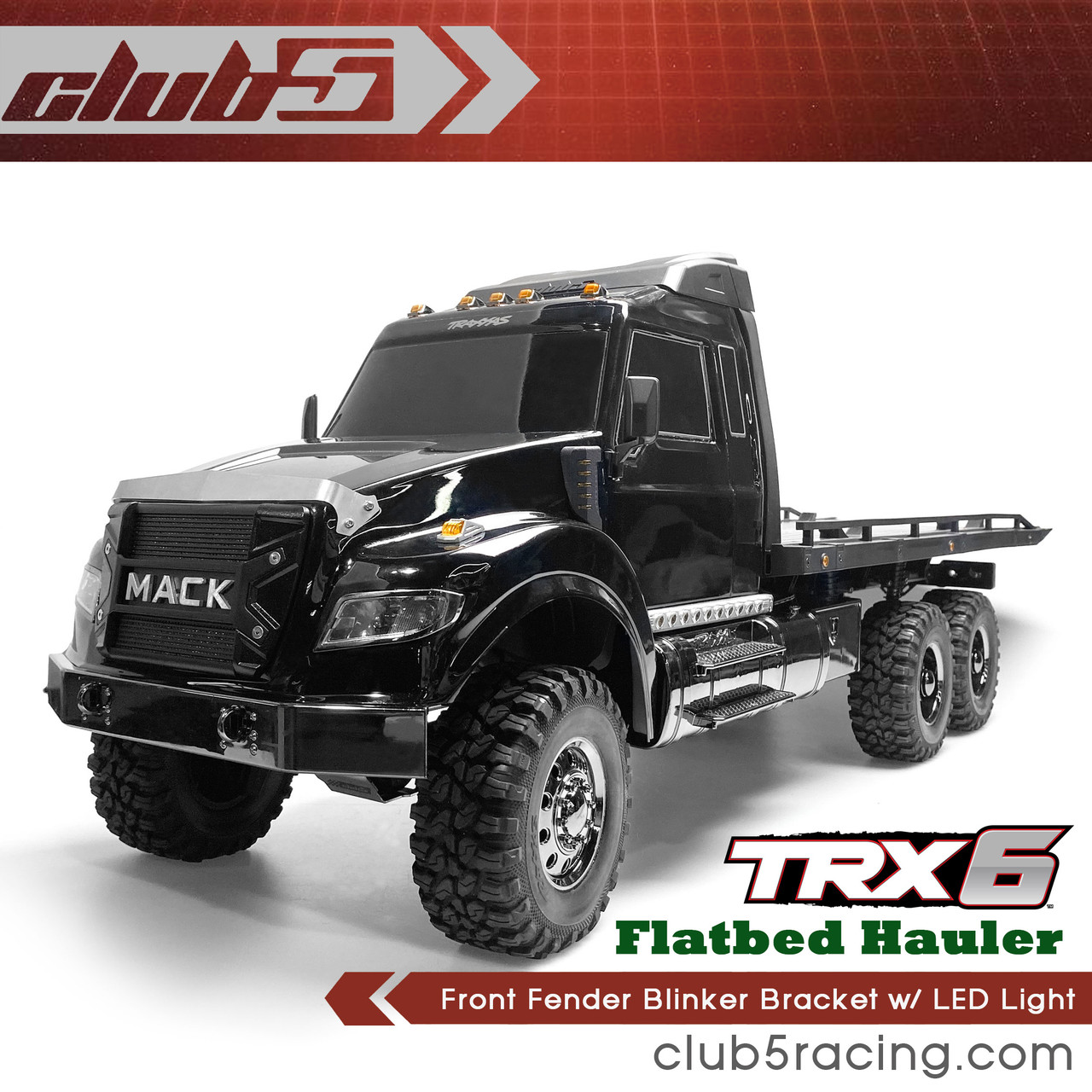 Front Fender Blinker Bracket w/ LED Light for Traxxas TRX-6 HAULER