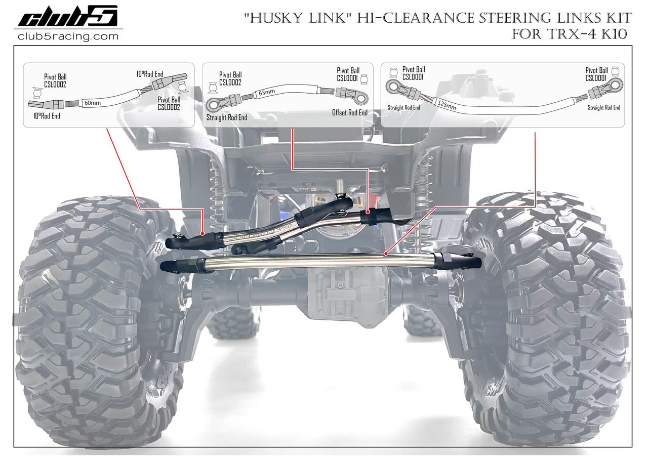 "Husky Link" HD M4 Steering Links Kit for TRX-4 1979 K10