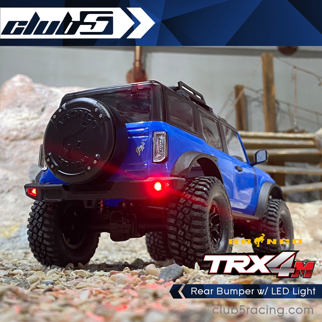 Rear Bumper w/ LED Light for Traxxas TRX-4M Ford Bronco