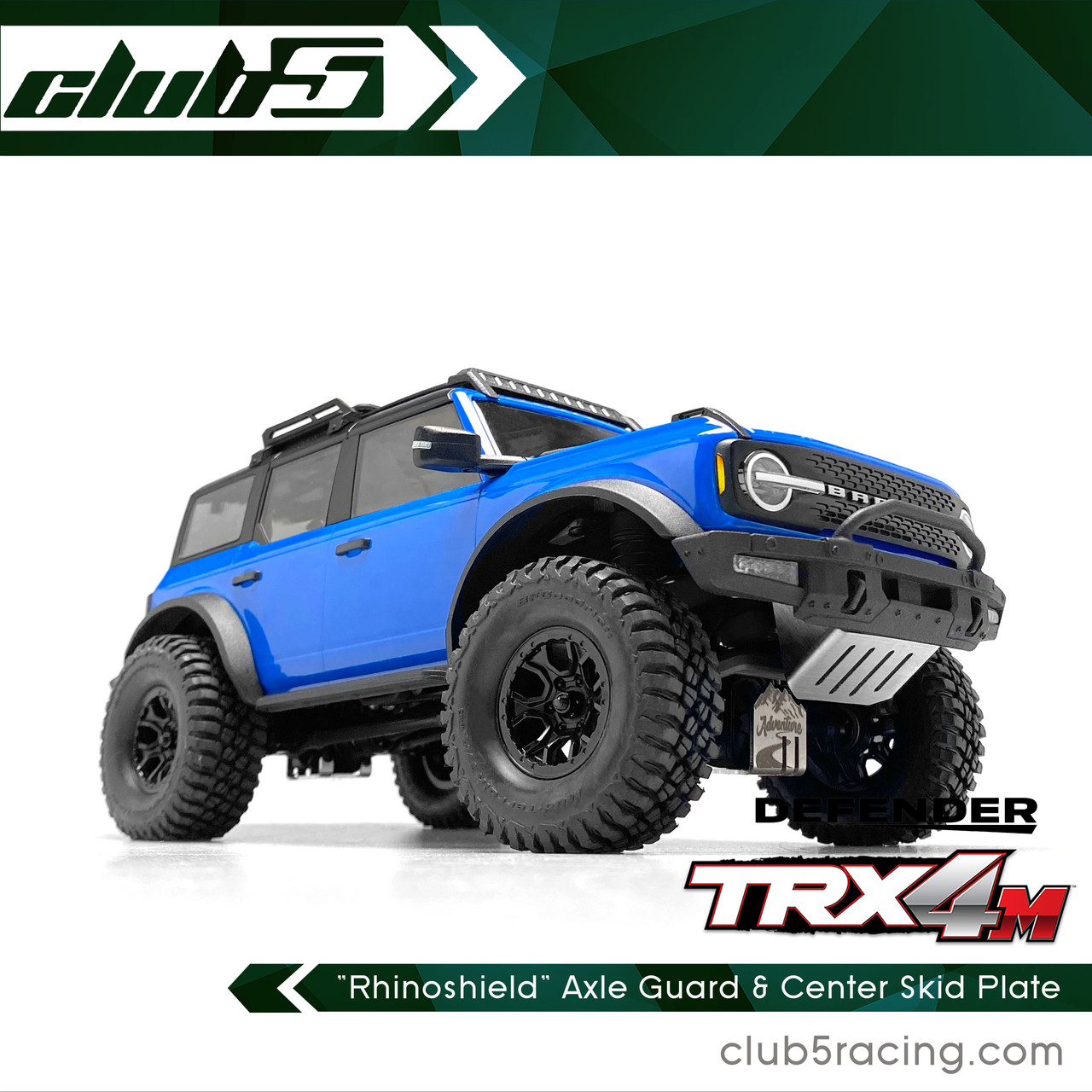 "Rhinoshield" Stainless Steel Axle Guard & Center Skid Plate for TRX-4M D110 / Bronco