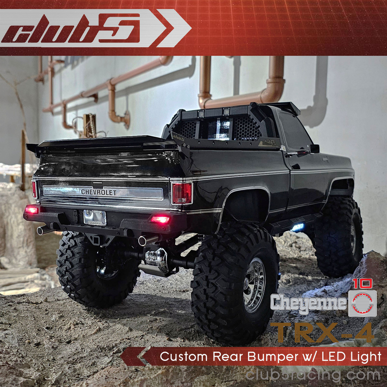 Custom Rear Bumper w/ LED Light for TRX-4 1979 K10