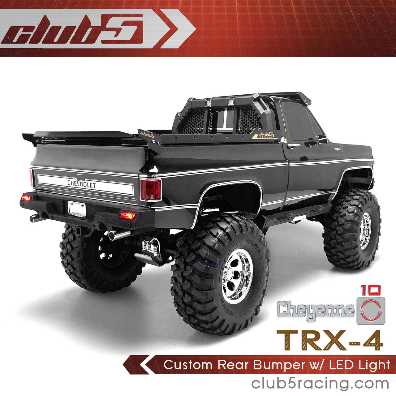 Custom Rear Bumper w/ LED Light for TRX-4 1979 K10