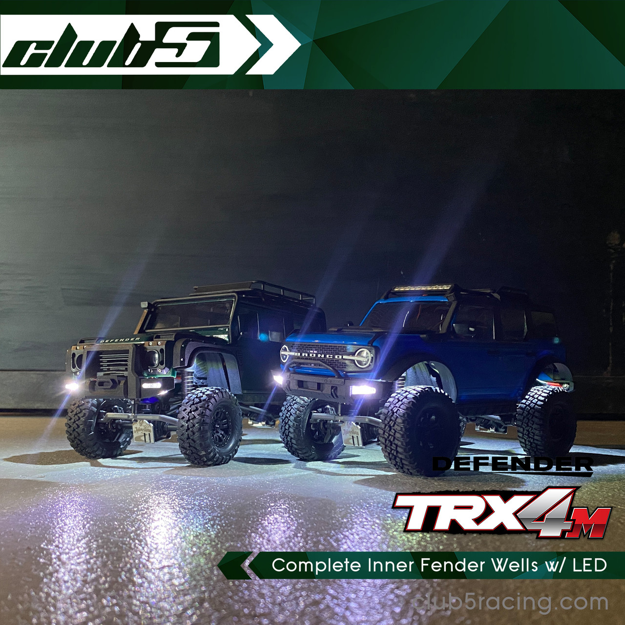 Complete Inner Fender Wells w/ LED for Traxxas TRX-4M D110 