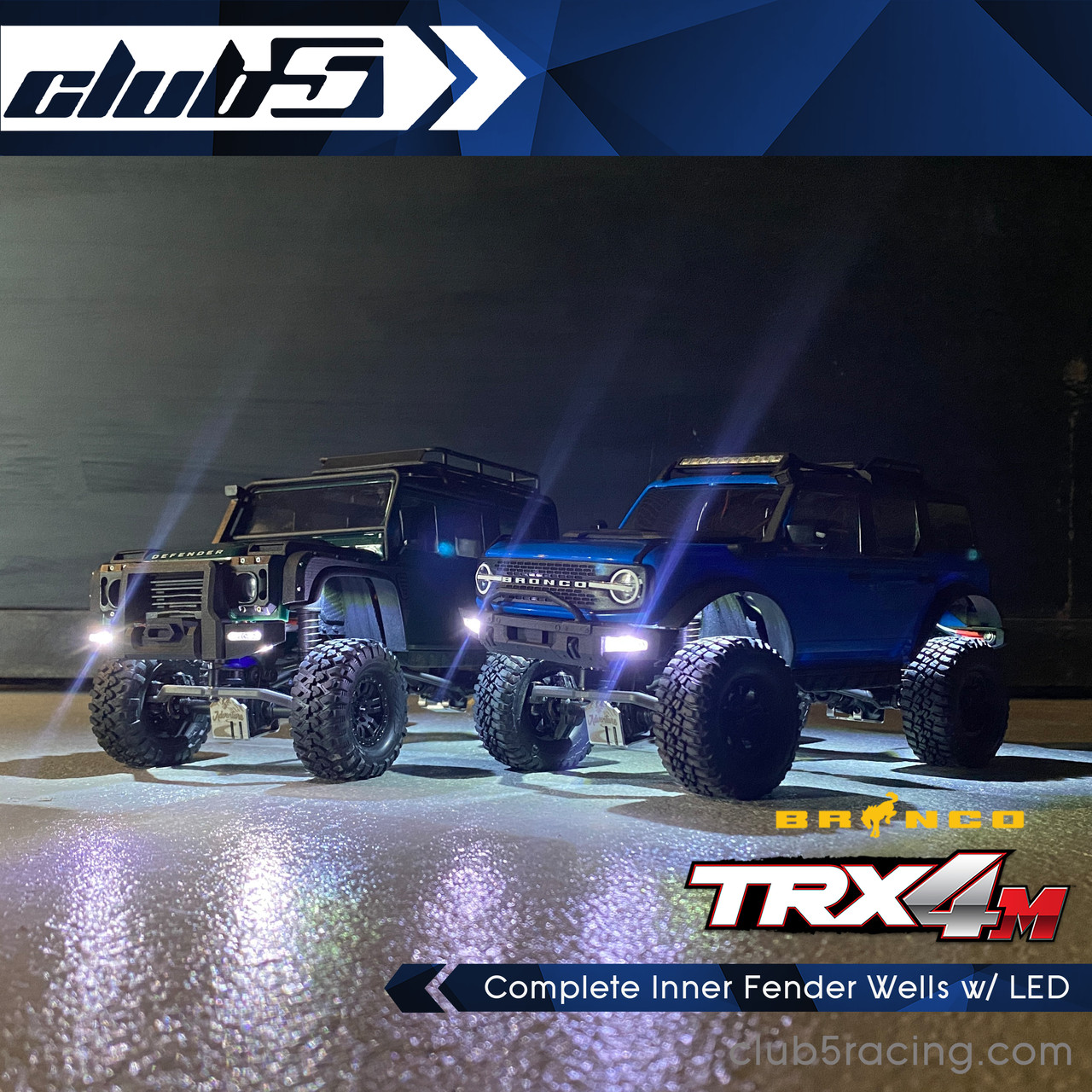 Complete Inner Fender Wells w/ LED for Traxxas TRX-4M Bronco