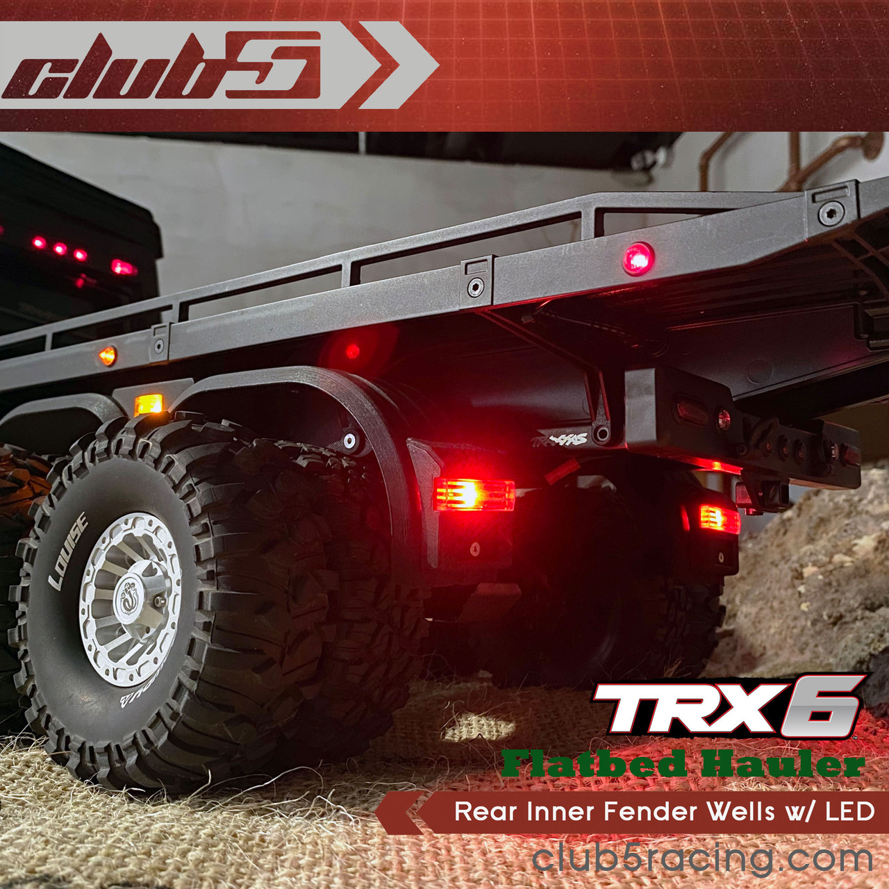 Rear Inner Fender Wells w/ LED for Traxxas TRX-6 HAULER