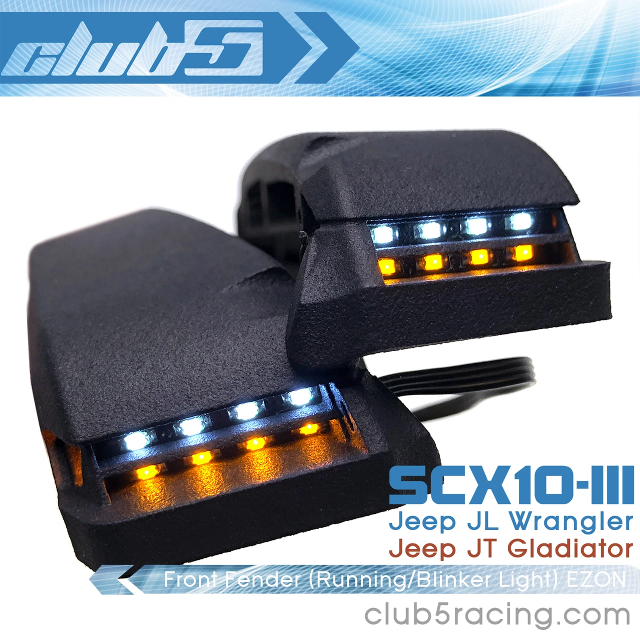 Scale Jeep Front Fender (Running/Blinker Light) for SCX10III (EZON)