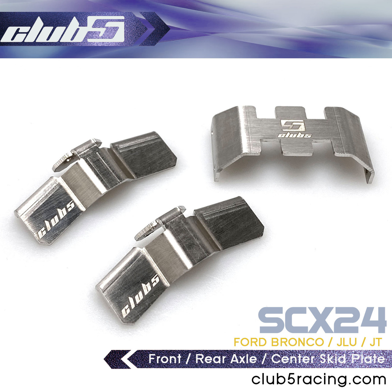 Stainless Steel Front / Rear Axle / Center Skid Plate for SCX24