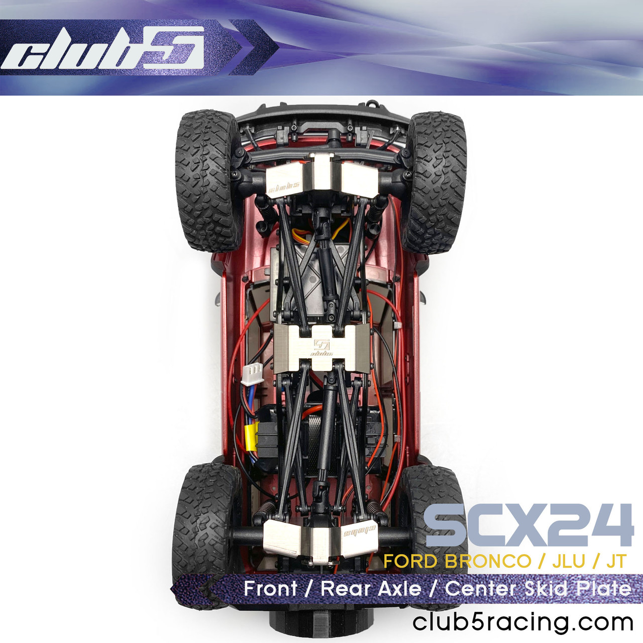 Stainless Steel Front / Rear Axle / Center Skid Plate for SCX24
