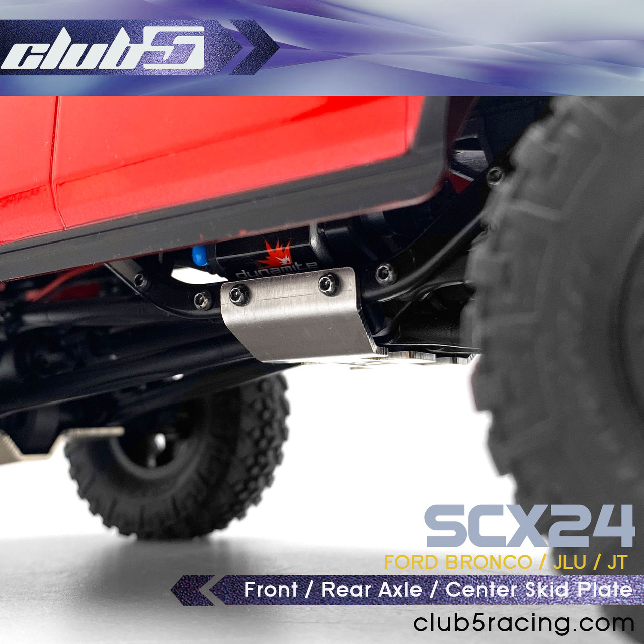 Stainless Steel Front / Rear Axle / Center Skid Plate for SCX24