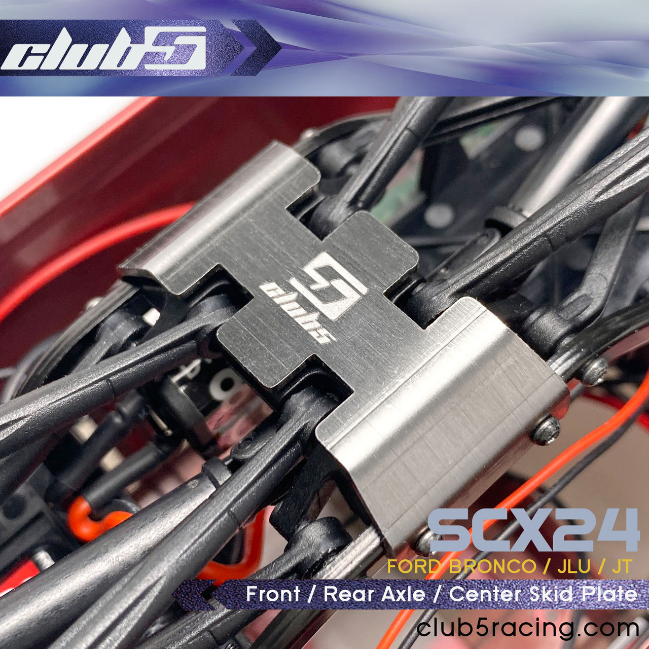 Stainless Steel Front / Rear Axle / Center Skid Plate for SCX24