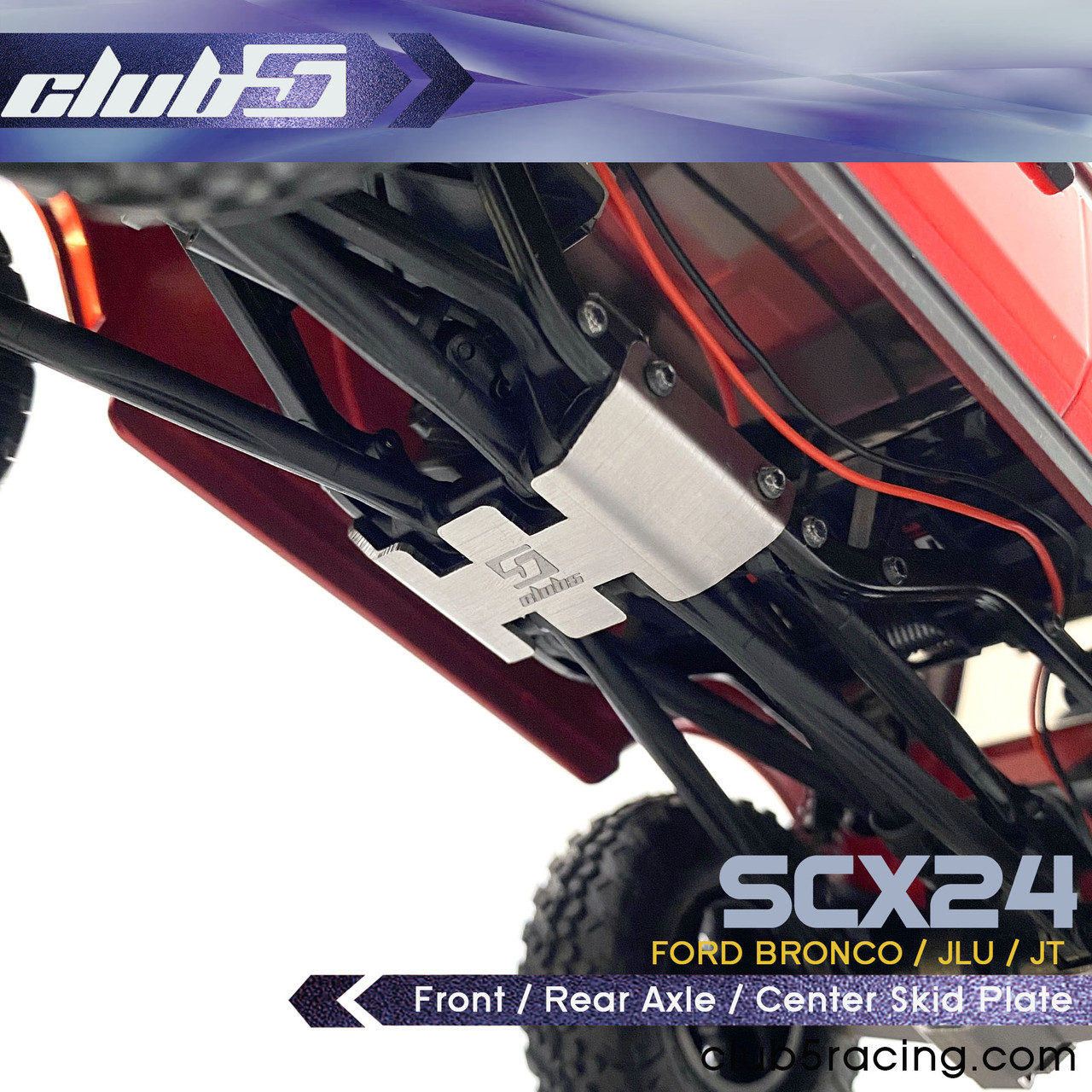 Stainless Steel Front / Rear Axle / Center Skid Plate for SCX24