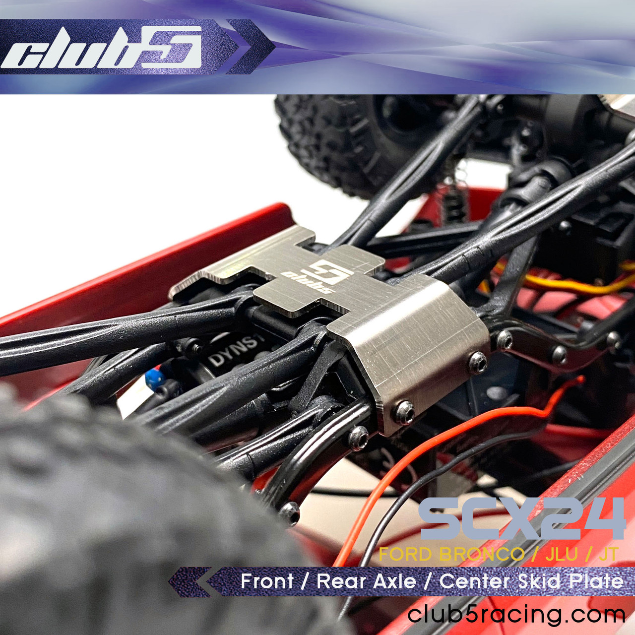 Stainless Steel Front / Rear Axle / Center Skid Plate for SCX24