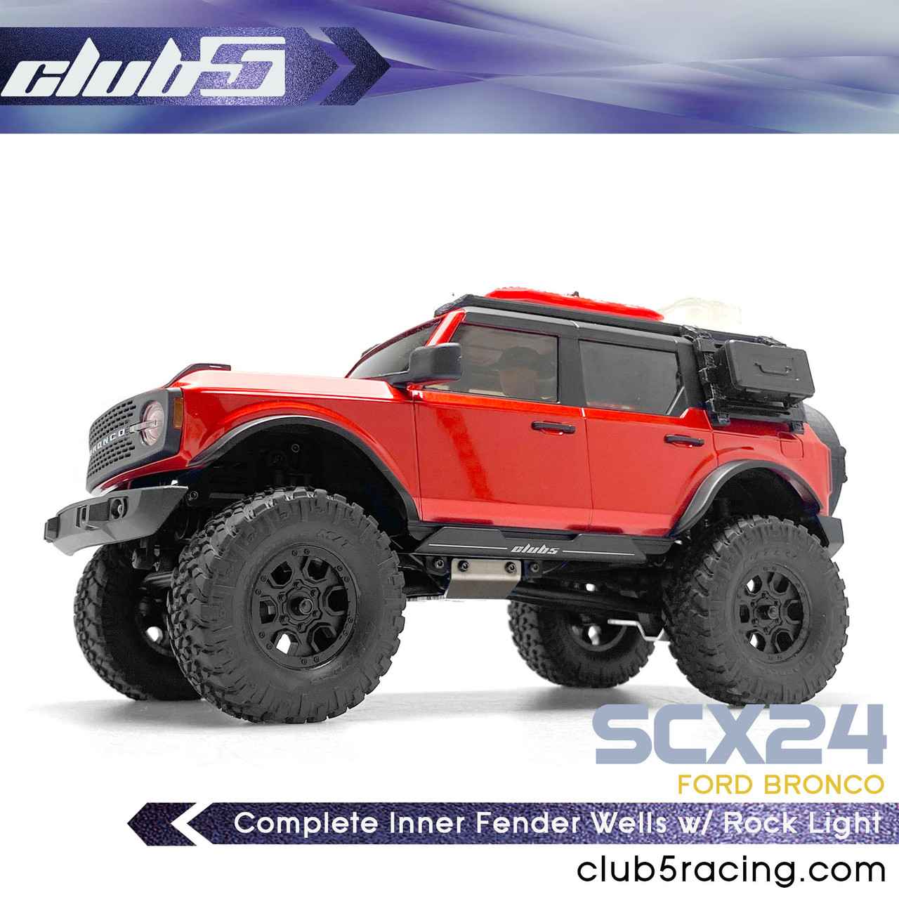 Complete Inner Fender Wells w/ Rock Light for Axial SCX24 Bronco