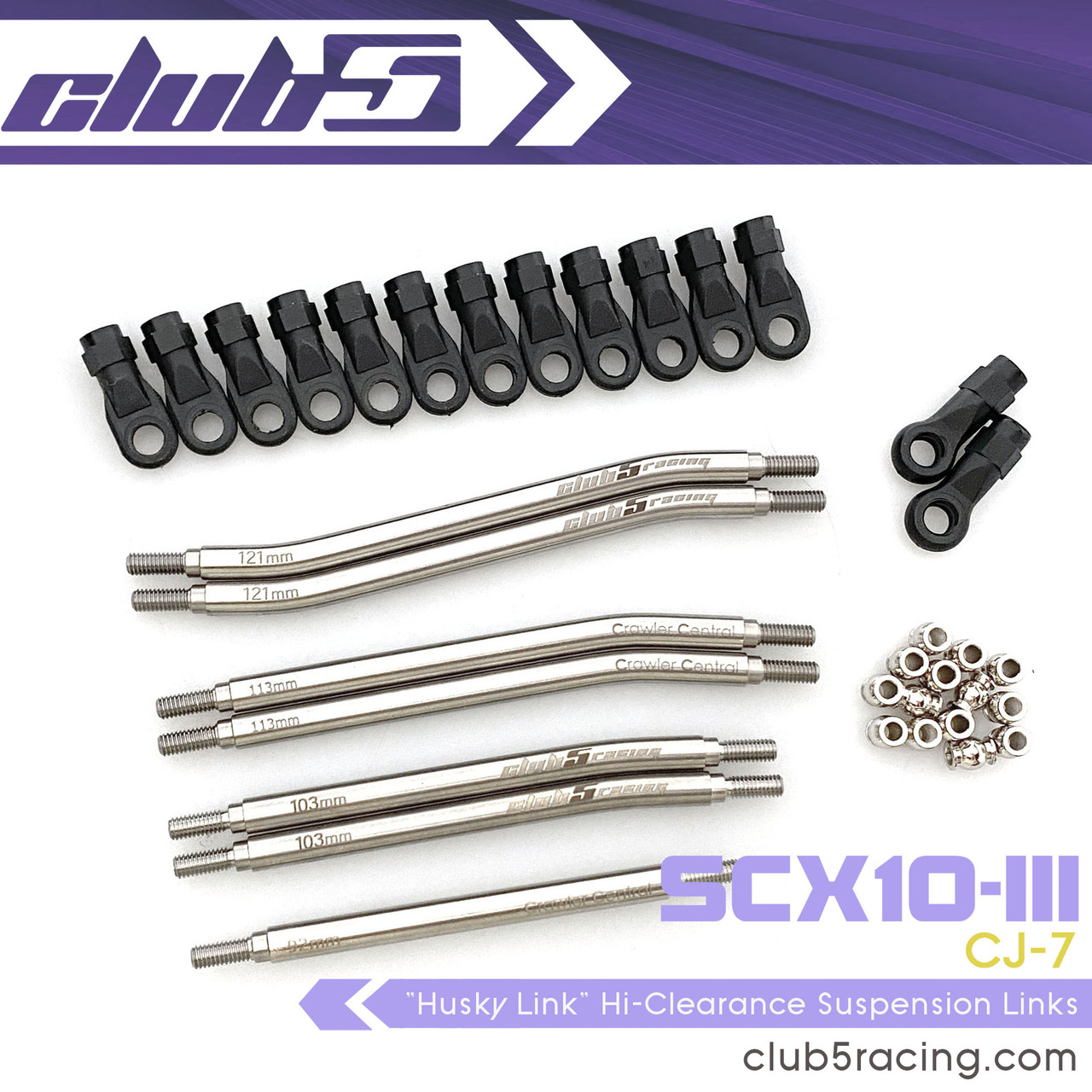 "Husky Link" Hi-Clearance Suspension Links Kit for SCX10III Jeep CJ-7