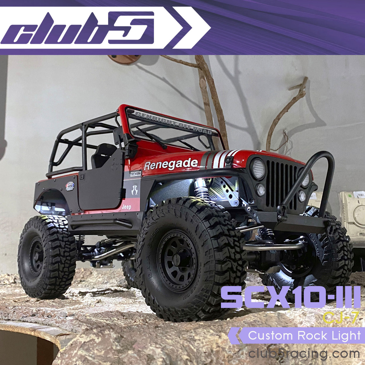 Custom Rock Light for SCX10 III Jeep CJ-7