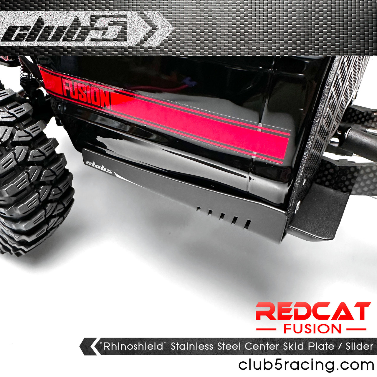  "Rhinoshield" Stainless Steel Center Skid Plate / Slider for Redcat Fusion / Ascent 