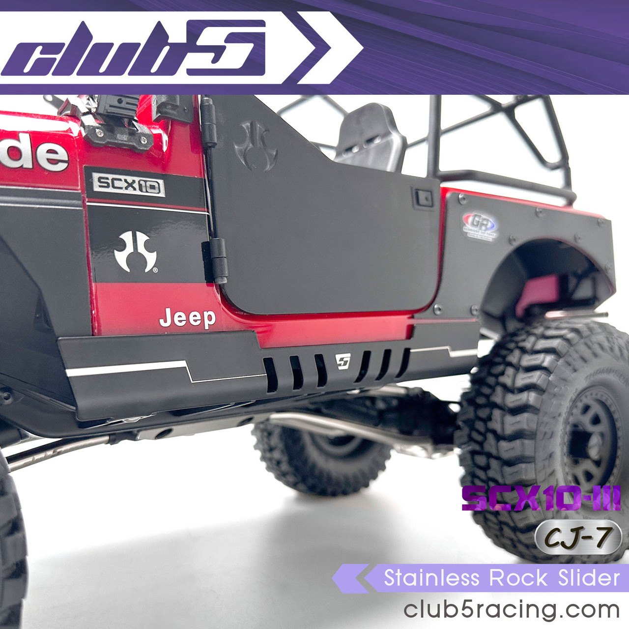 "Blade Runner" Stainless Rock Slider for SCX10III Jeep CJ-7