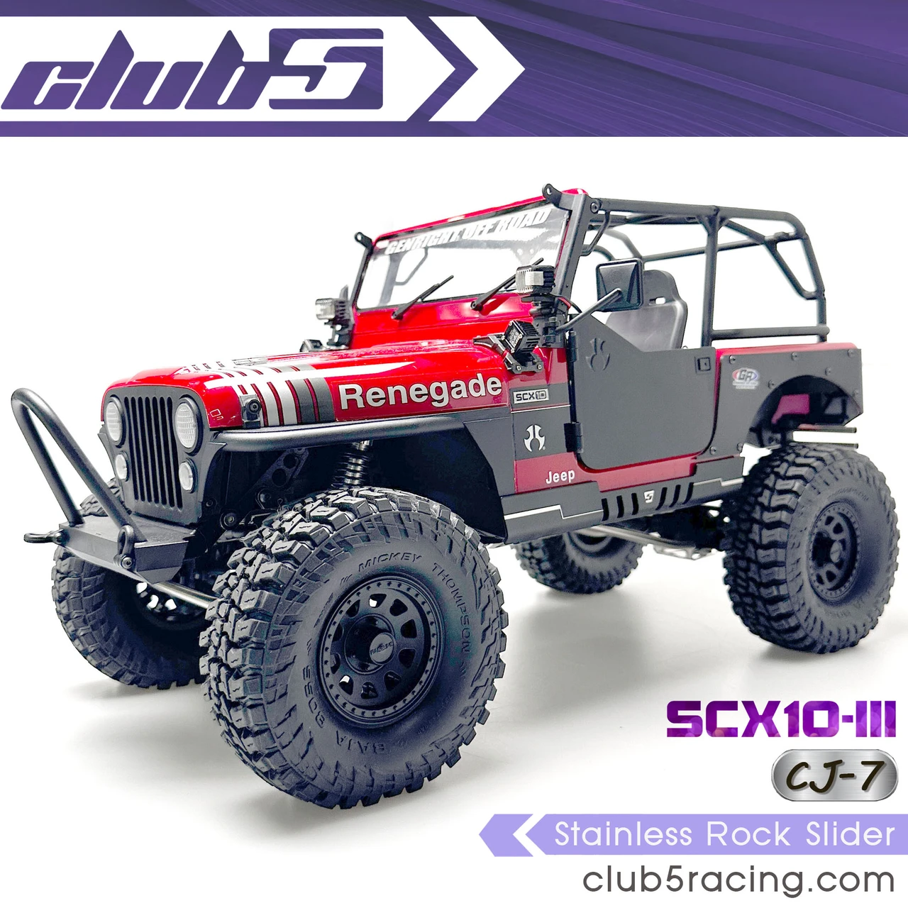 "Blade Runner" Stainless Rock Slider for SCX10III Jeep CJ-7