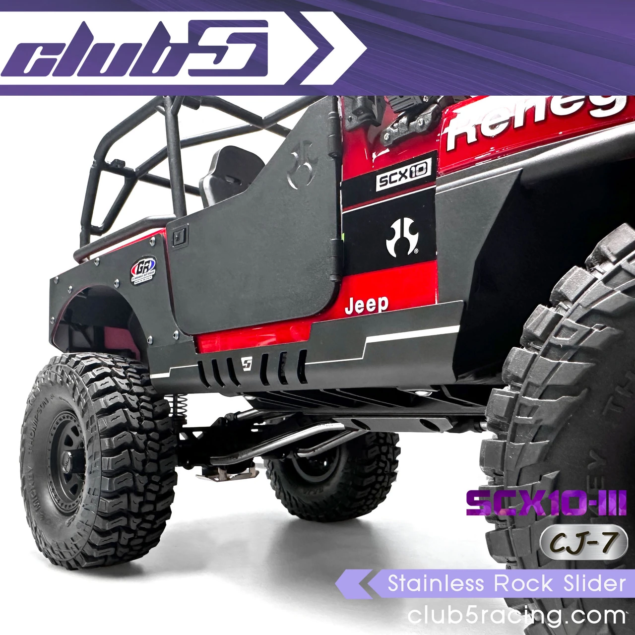 "Blade Runner" Stainless Rock Slider for SCX10III Jeep CJ-7