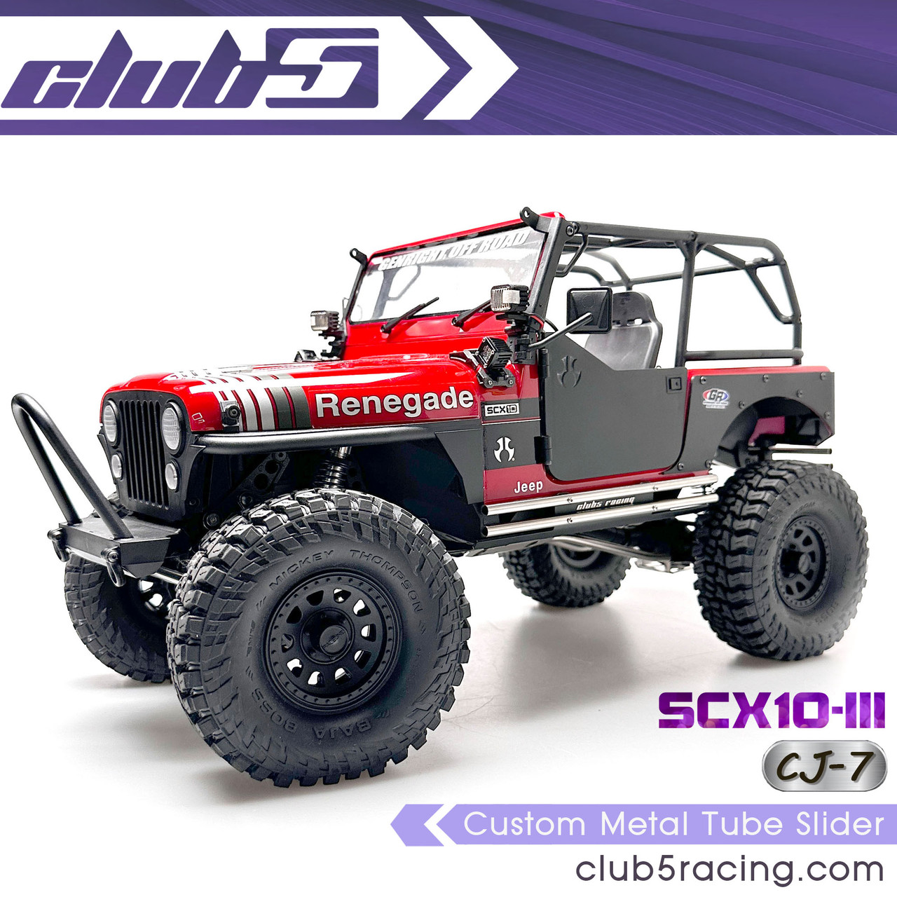 Custom Metal Tube Slider Rocker Guards for Axia SCX10III Jeep CJ-7